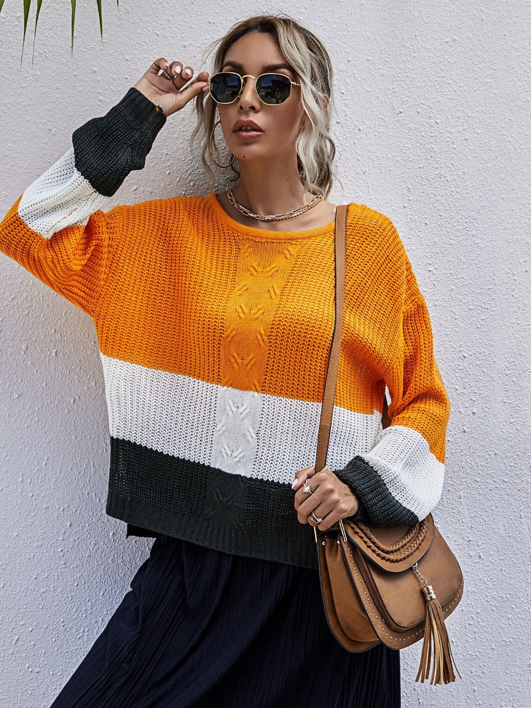 

Stylecast X KPOP Colourblocked Extended Sleeves Top, Yellow