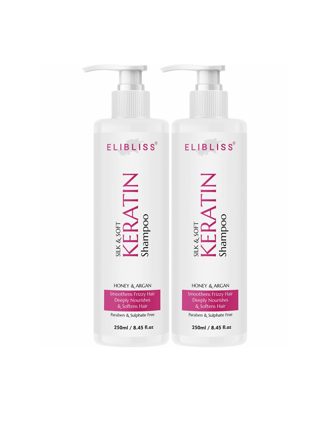 

ELIBLISS Set Of 2 Keratin Shampoo With Honey & Argan - 250ml Each, White