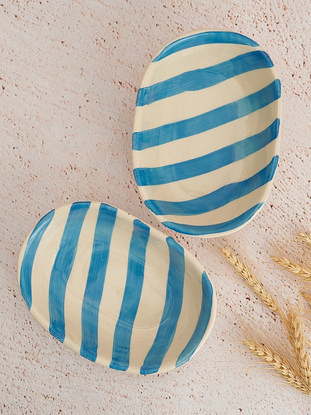 

NURTURE INDIA Blue & White Striped Ceramic Bowl