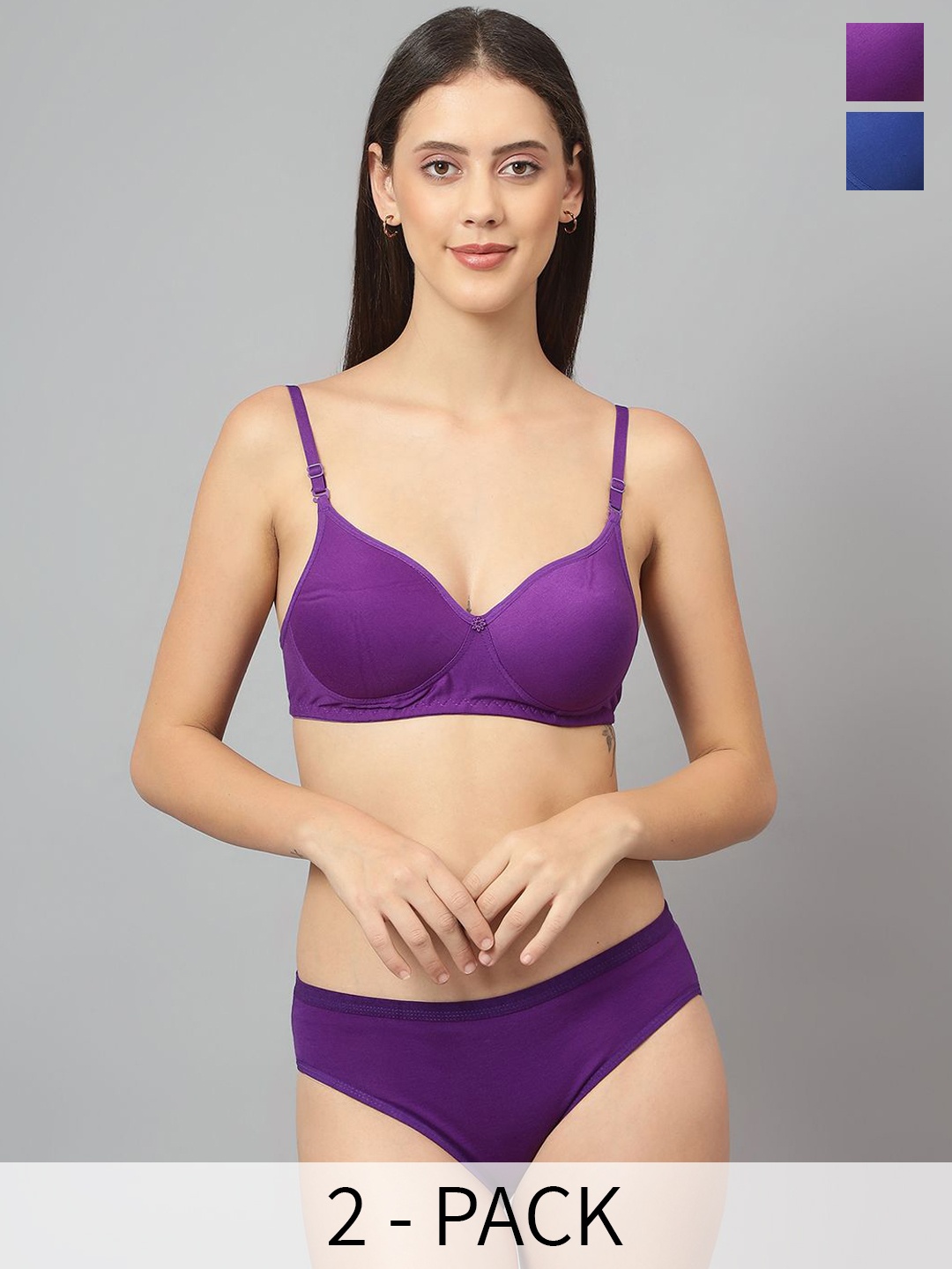 

JJAAGG T Pack Of 2 Mid-Rise Lightly-Padded Lingerie Set JAG-WL-167-24, Violet