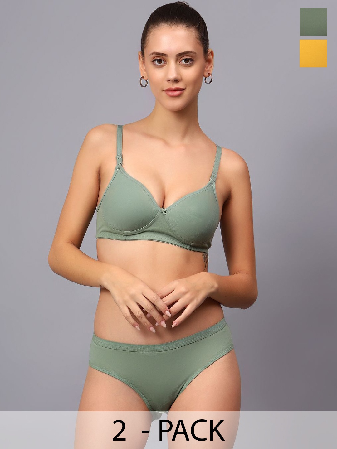 

JJAAGG T Pack Of 2 Lightly Padded Lingerie Set JAG-WL-163-24, Yellow