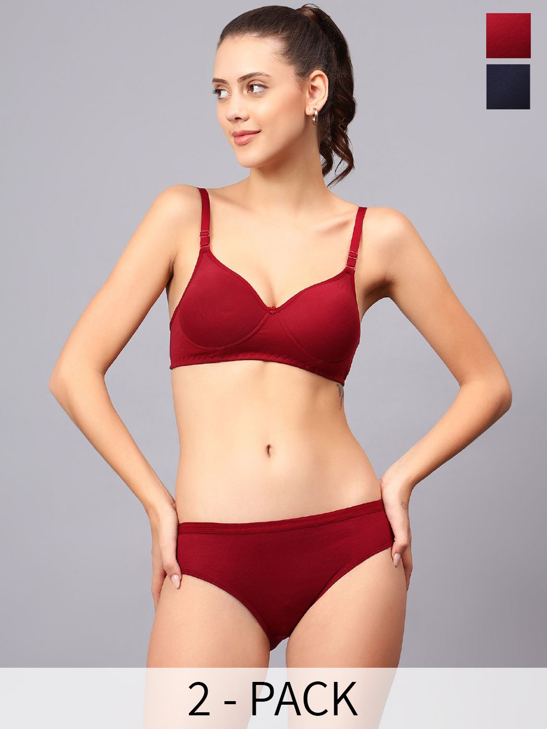 

JJAAGG T Pack Of 2 Lightly Padded Lingerie Set JAG-WL-160-24, Navy blue