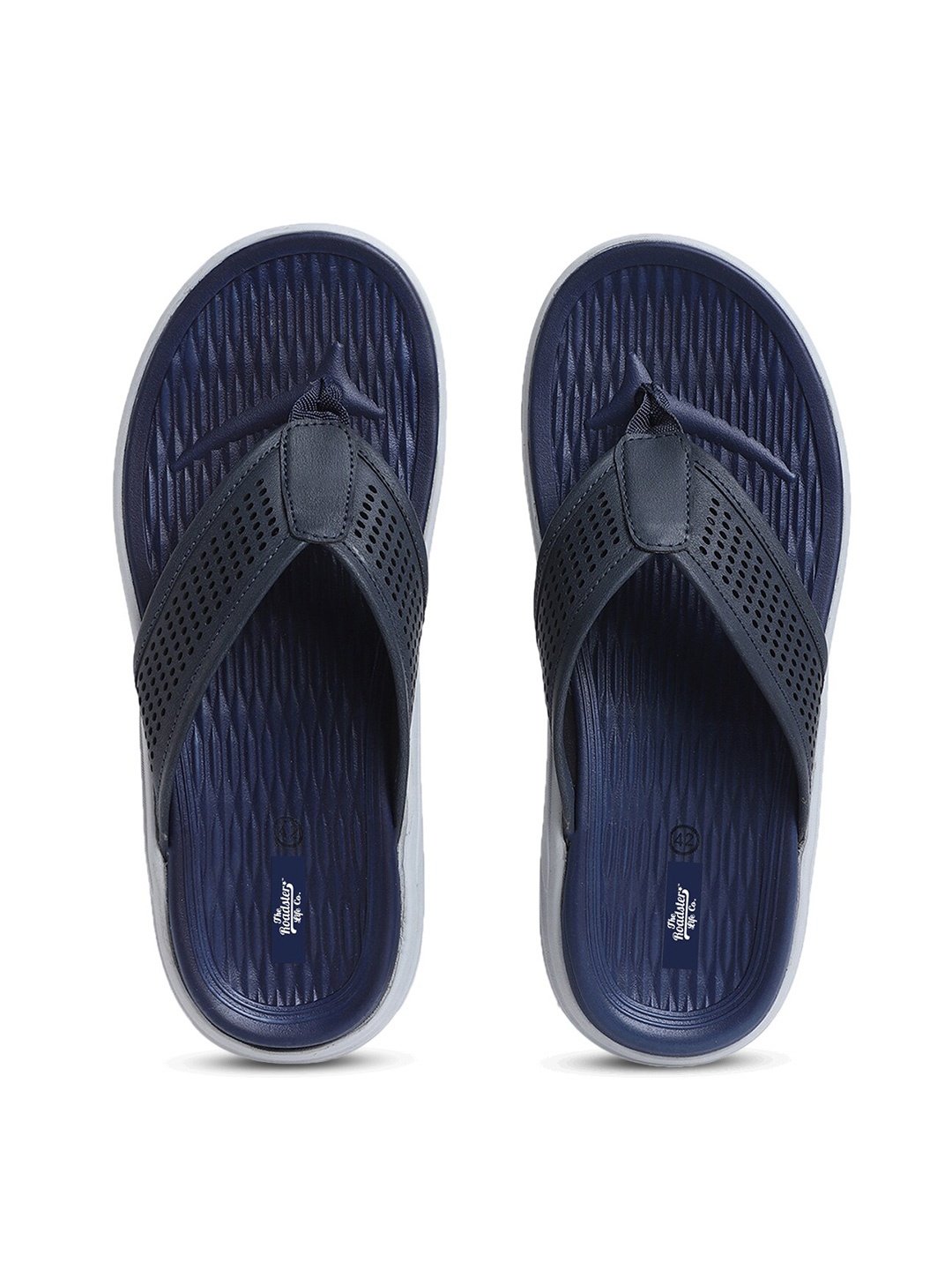 

The Roadster Lifestyle Co. Men Navy Blue Textured Thong Flip-Flops