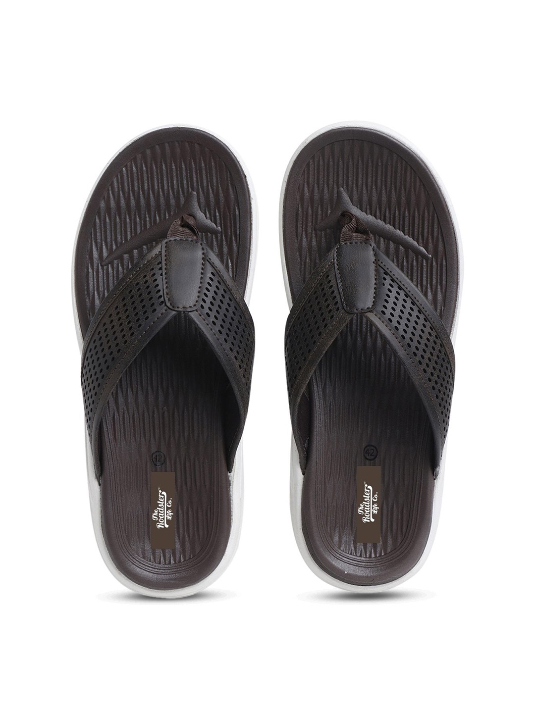 

The Roadster Lifestyle Co. Men Brown Textured Thong Flip-Flops