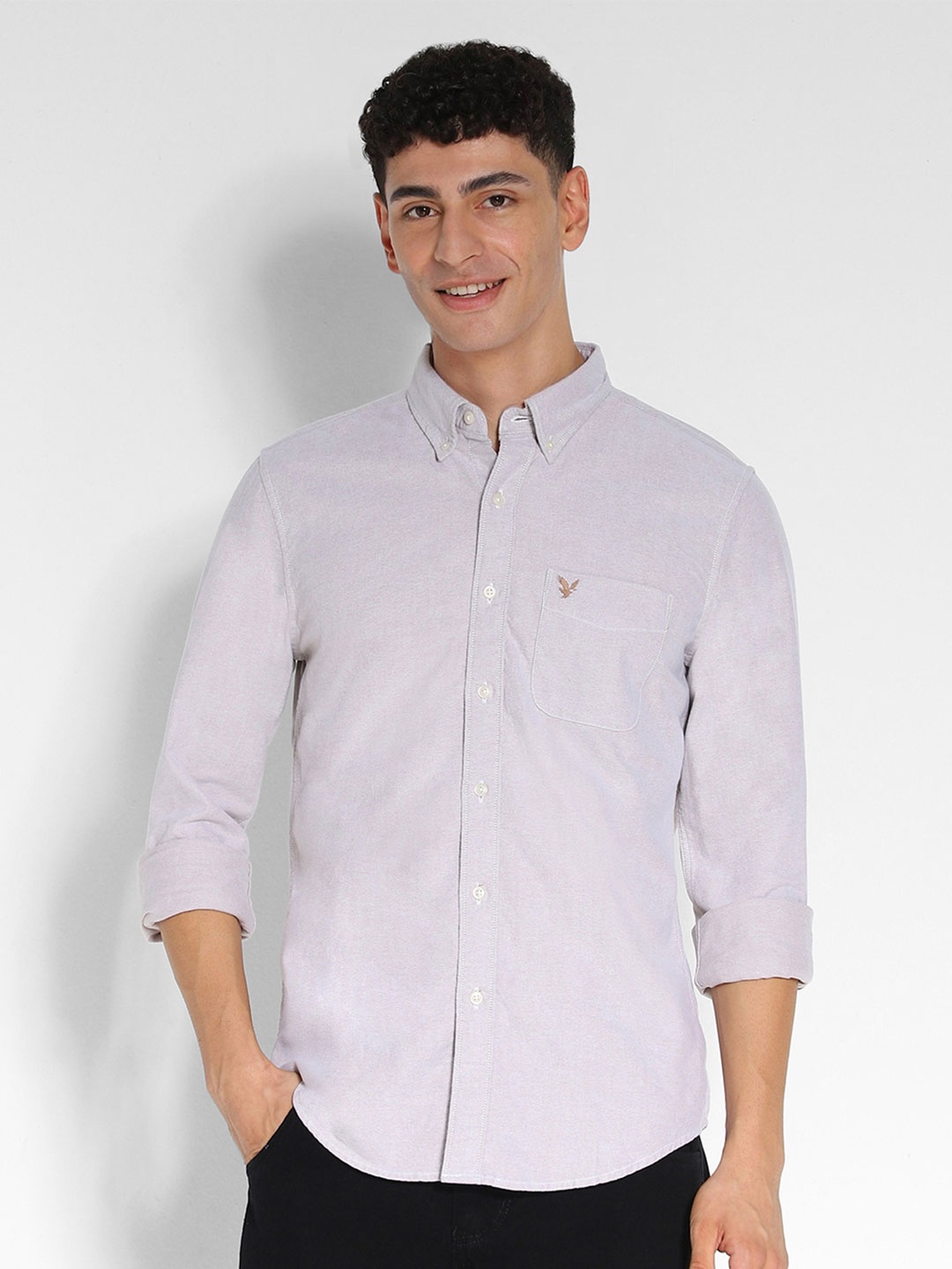 

AMERICAN EAGLE OUTFITTERS Men Slim Fit Opaque Casual Shirt, Purple