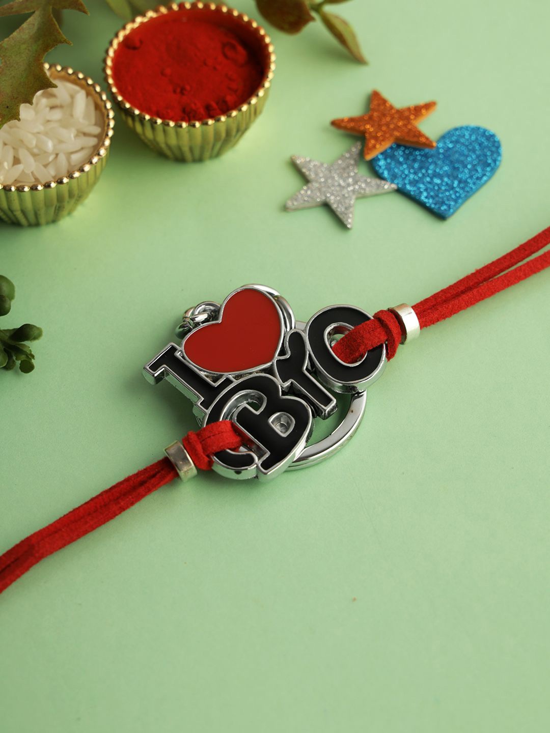 

Aapno Rajasthan I Love Bro Rakhi With Roli Chawal & Greetings Card, Red