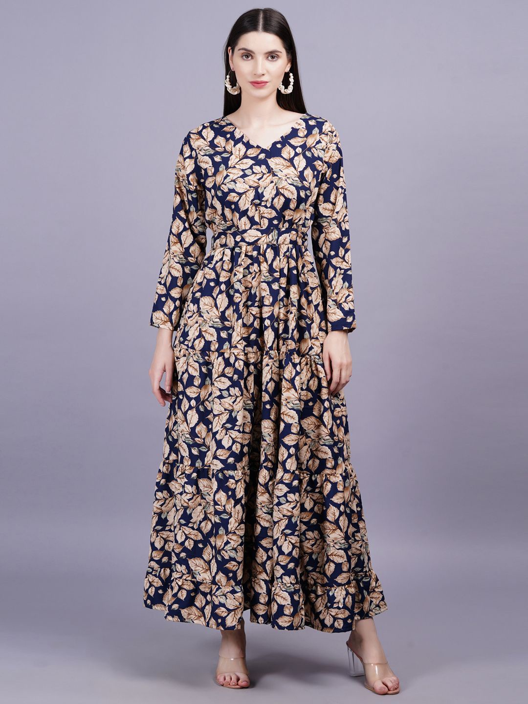 

JC4U Women Floral Print Kaftan Midi Dress, Blue