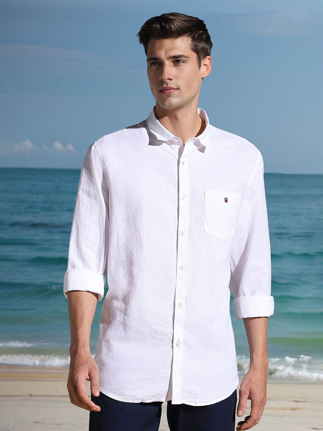 

Louis Philippe Sport Men Solid Spread Collar Casual Shirt, White