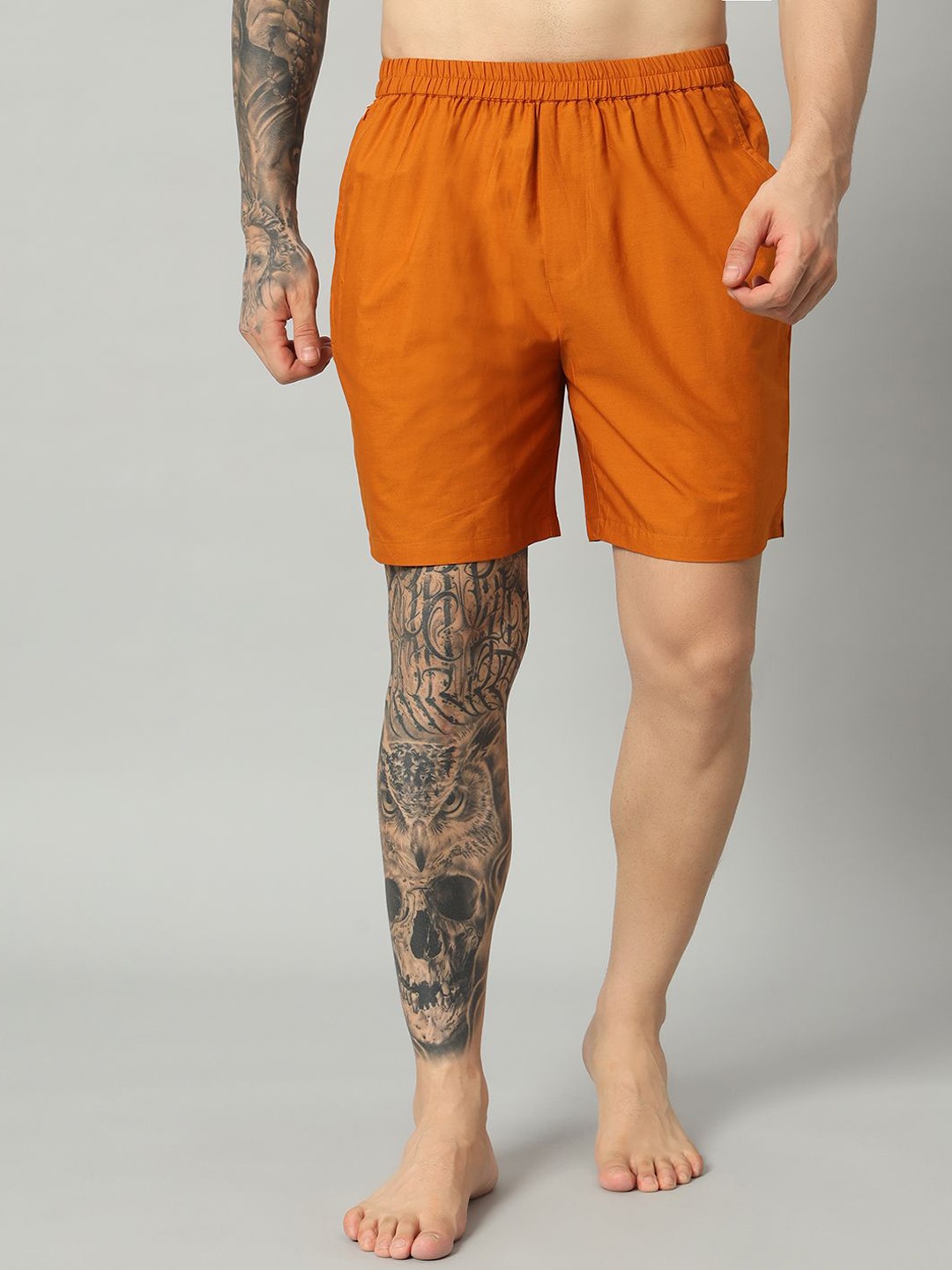 

OWO THE LABEL Men Pure Linen Regular Fit Boxer Shorts, Yellow