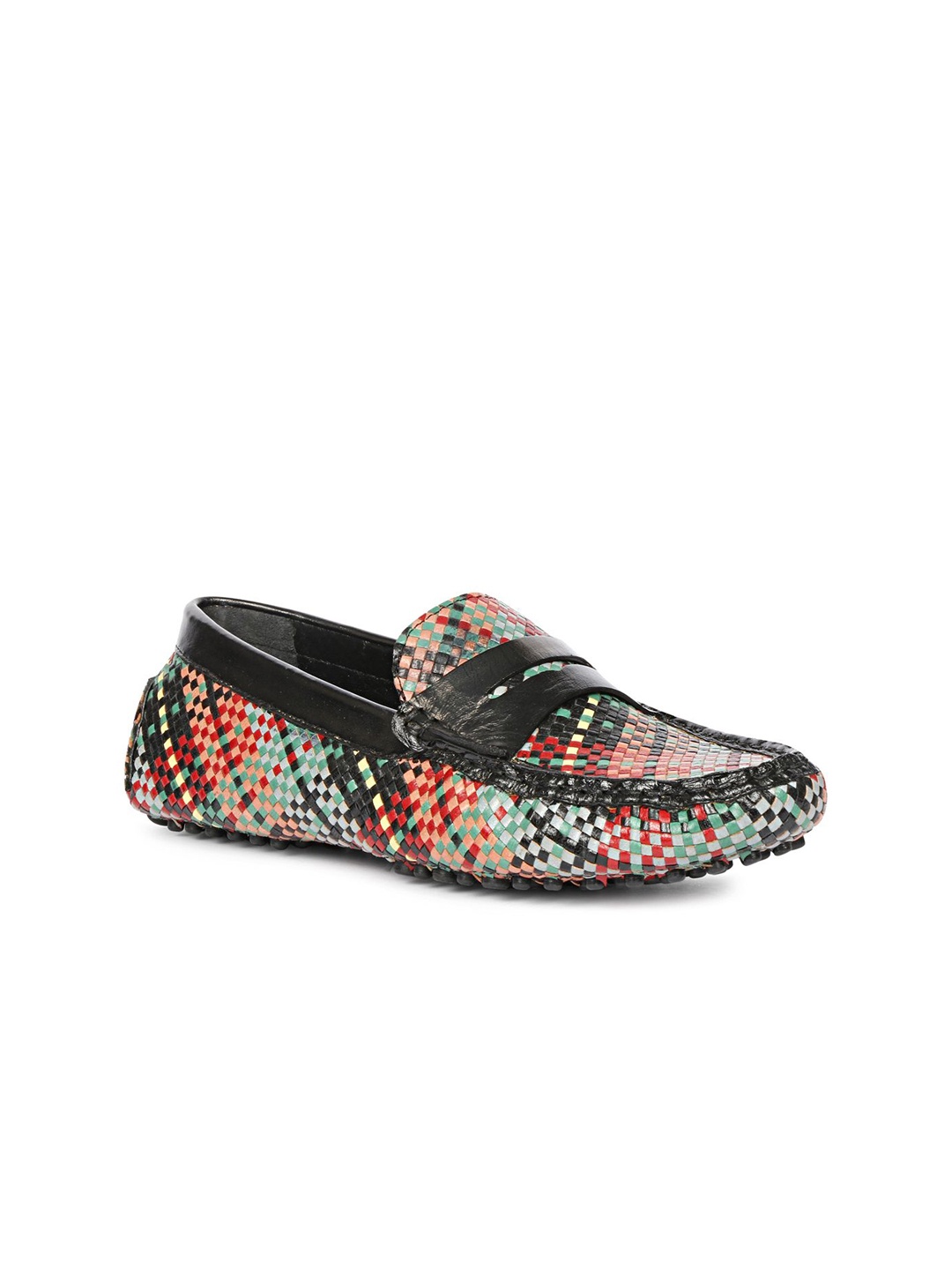 

Saint G Women Printed Leather Loafers, Black