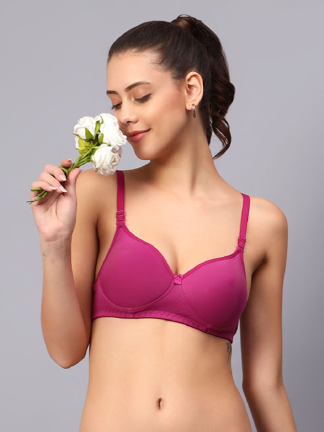 

JJAAGG T Medium Coverage Lightly Padded Everyday Bra with All Day Comfort, Pink