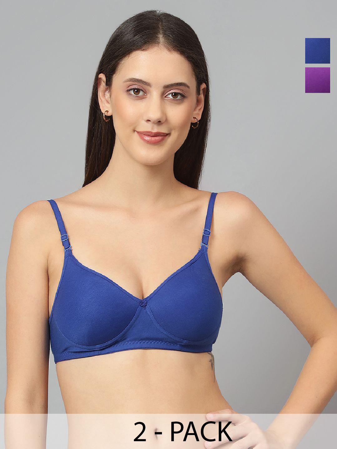 

JJAAGG T Pack of 2 Medium Coverage Lightly Padded Everyday Bras With All Day Comfort, Violet