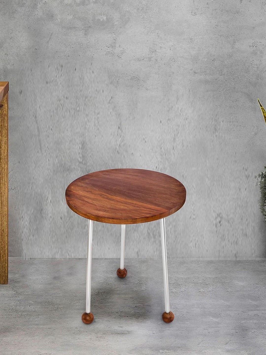 

THE HOME CO. Brown & Silver toned Sitting Stool