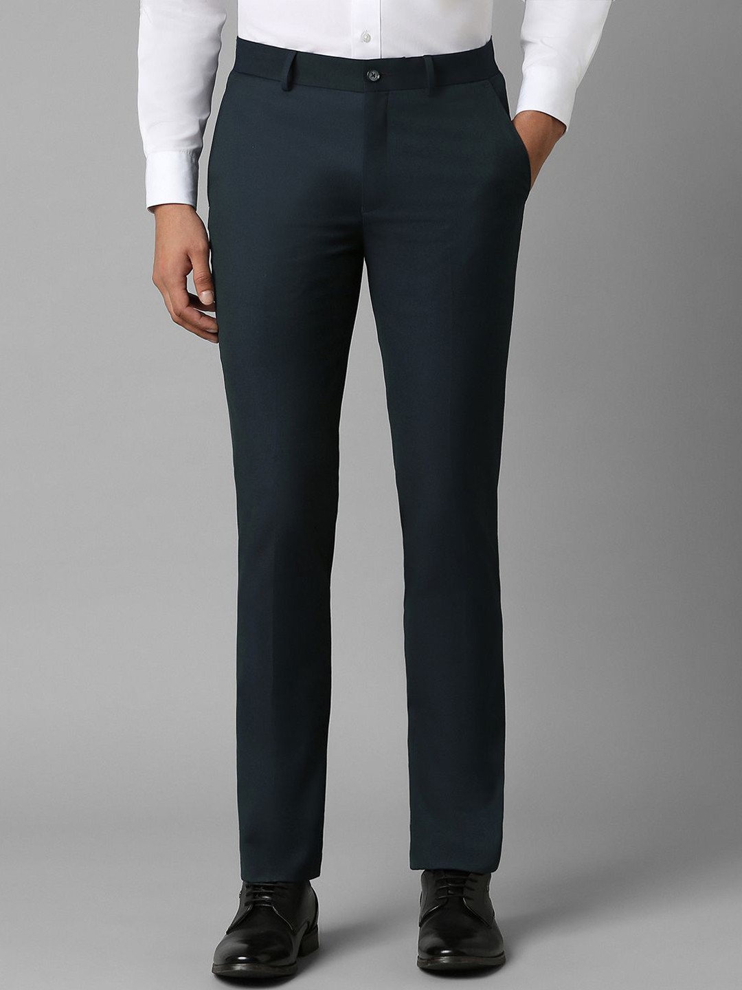 

Louis Philippe Men Mid-Rise Slim Fit Formal Trousers, Navy blue