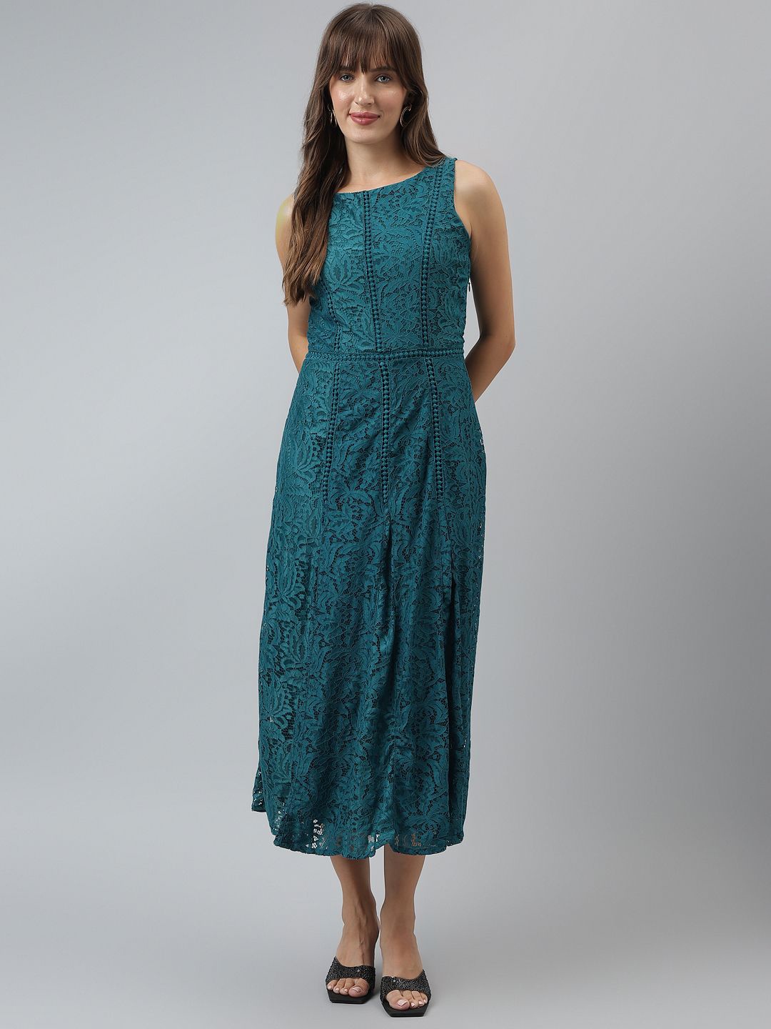 

Latin Quarters Lace Fit & Flare Midi Dress, Teal