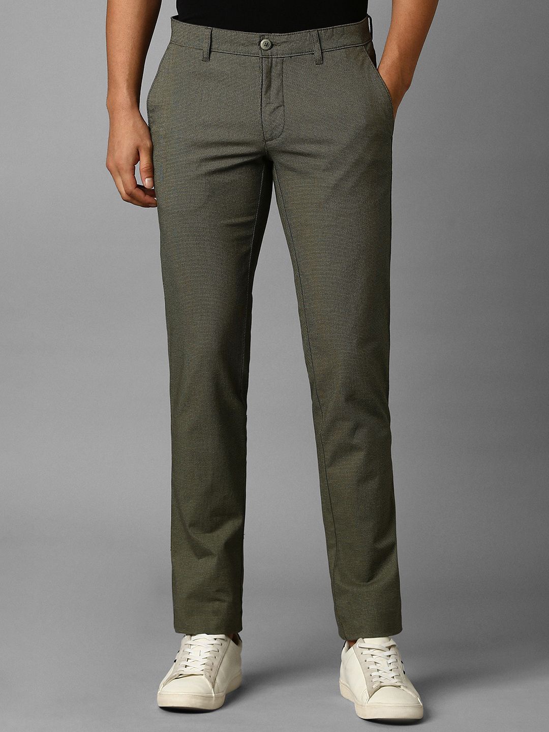

Louis Philippe Sport Men Textured Slim Fit Trousers, Grey