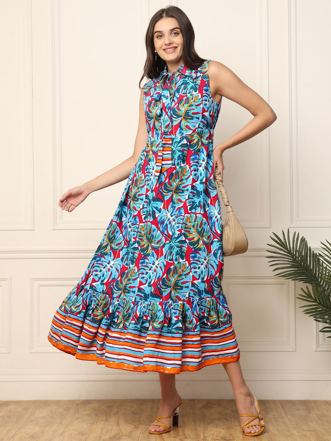 

DEEBACO Floral Print A-Line Midi Dress, Multi