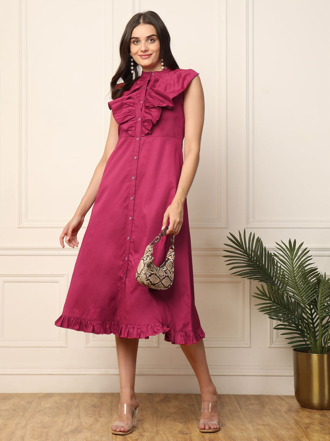 

DEEBACO A-Line Midi Dress, Magenta