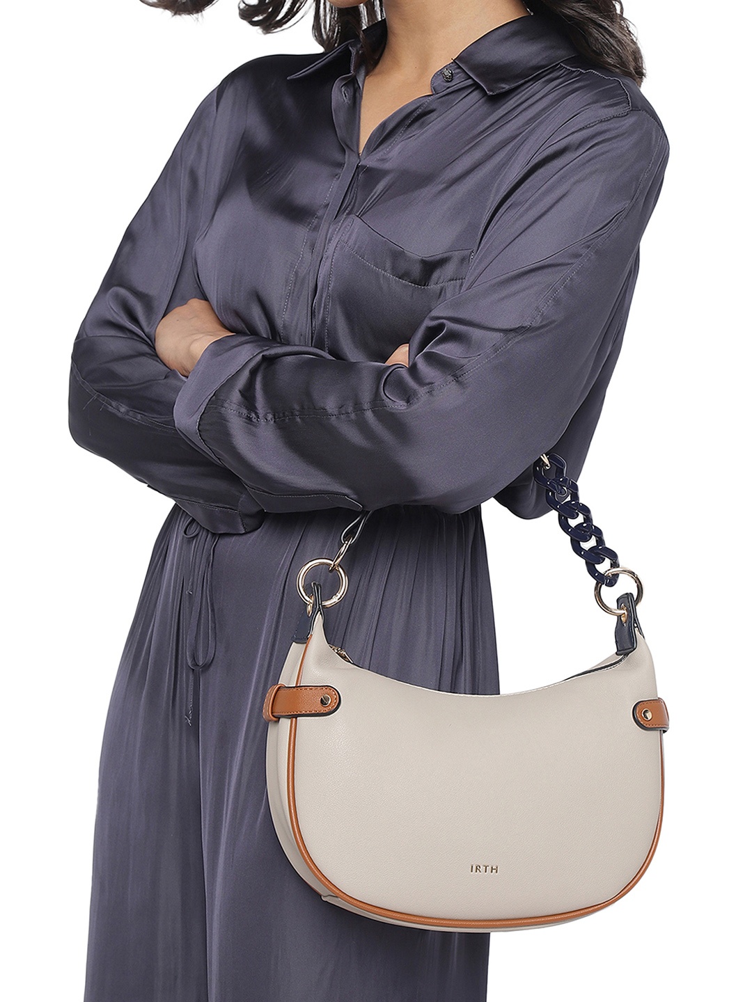 

IRTH Half Moon Hobo Bag, Beige