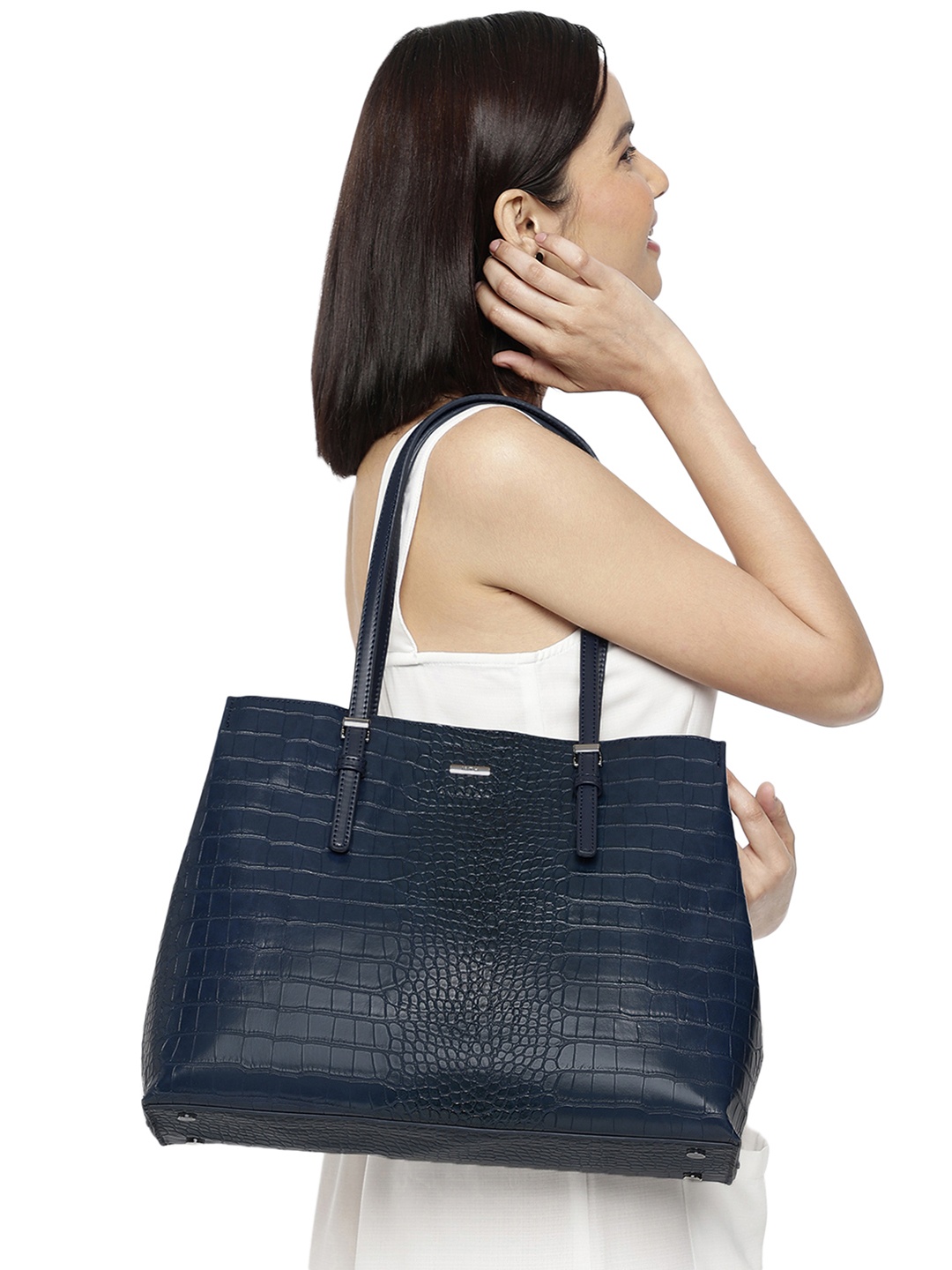 

IRTH Textured Structured Shoulder Bag, Blue