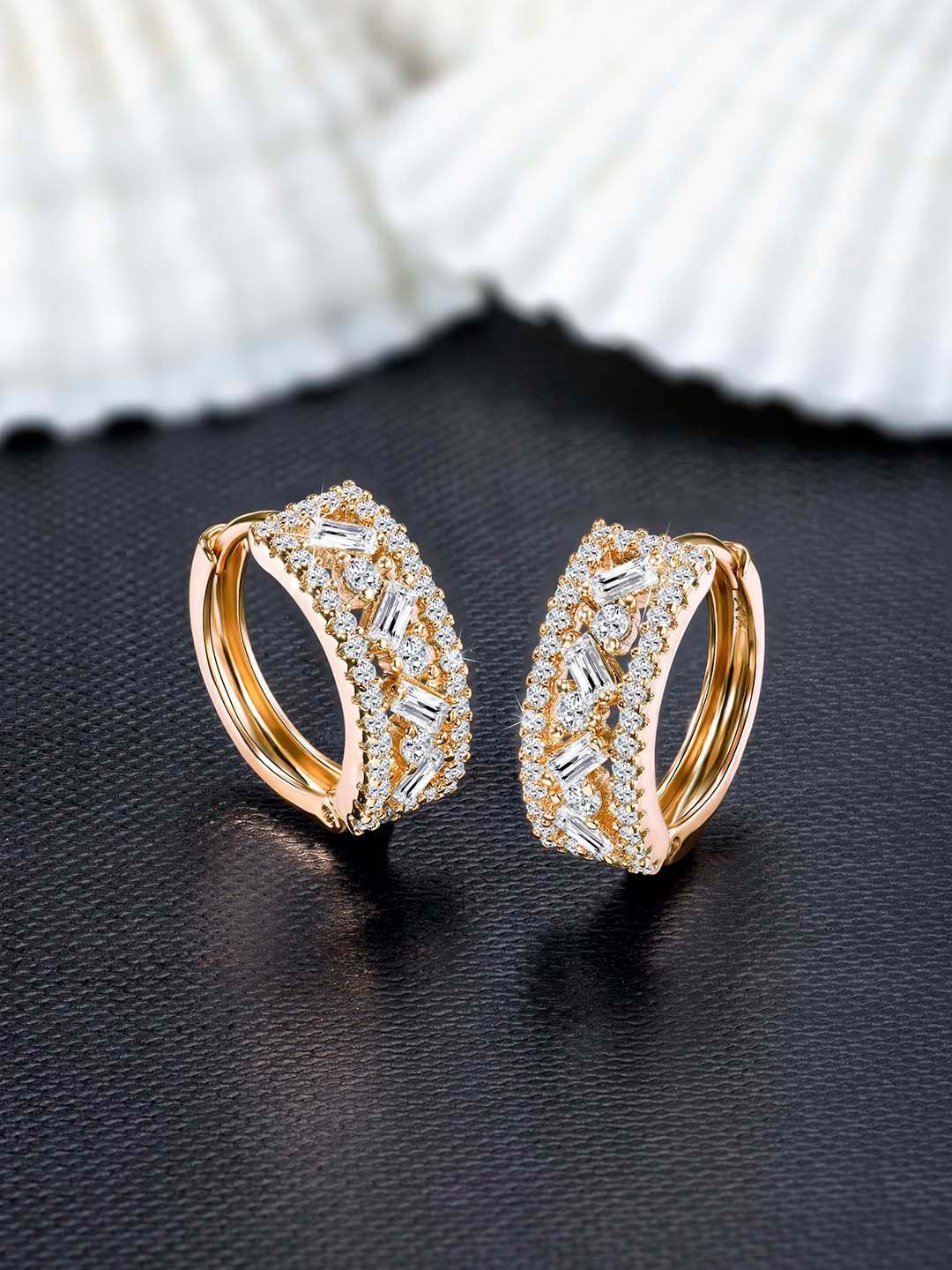 

Peora Gold-Plated Cubic Zirconia Studded Circular Shaped Hoop Earrings