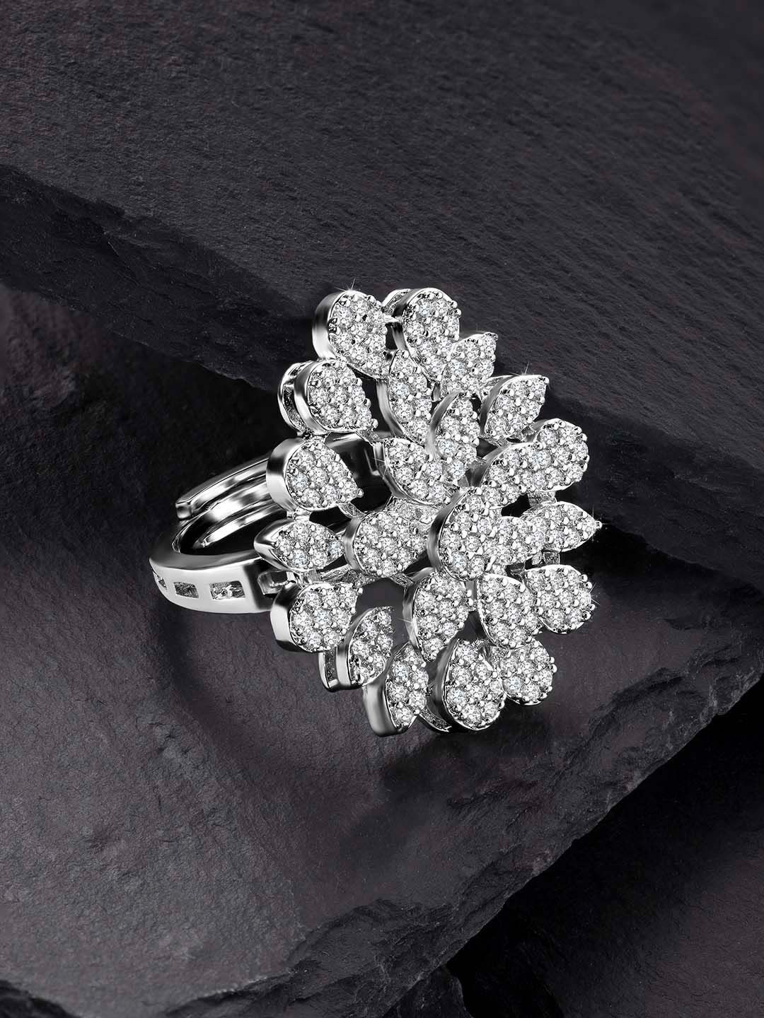 

Peora Silver Plated Cubic Zirconia Studded Finger Ring
