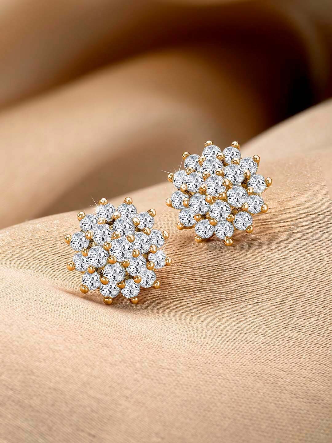 

Peora Gold Plated Cubic Zirconia Contemporary Stud Earrings