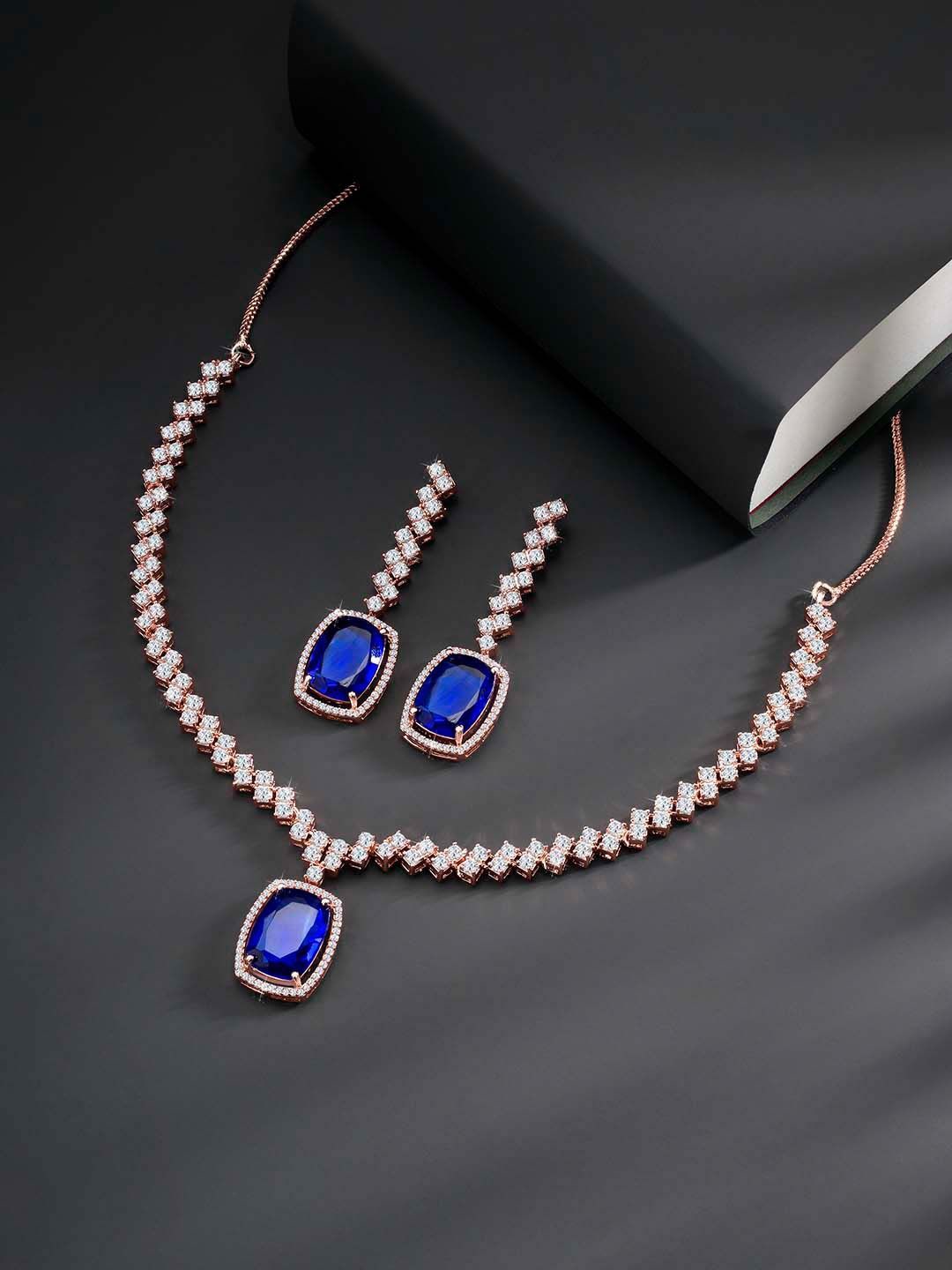 

Peora Rose Gold Plated Crystal Studded Jewellery Set