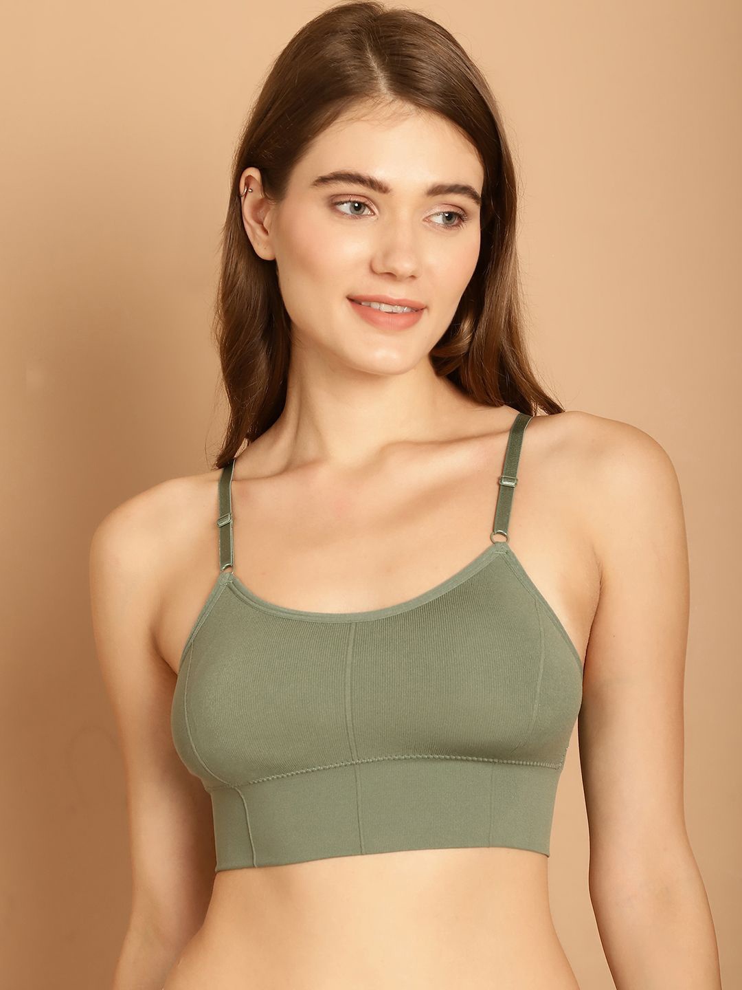 

Friskers Full Coverage Lightly Padded Everyday Bra- All Day Comfort, Olive