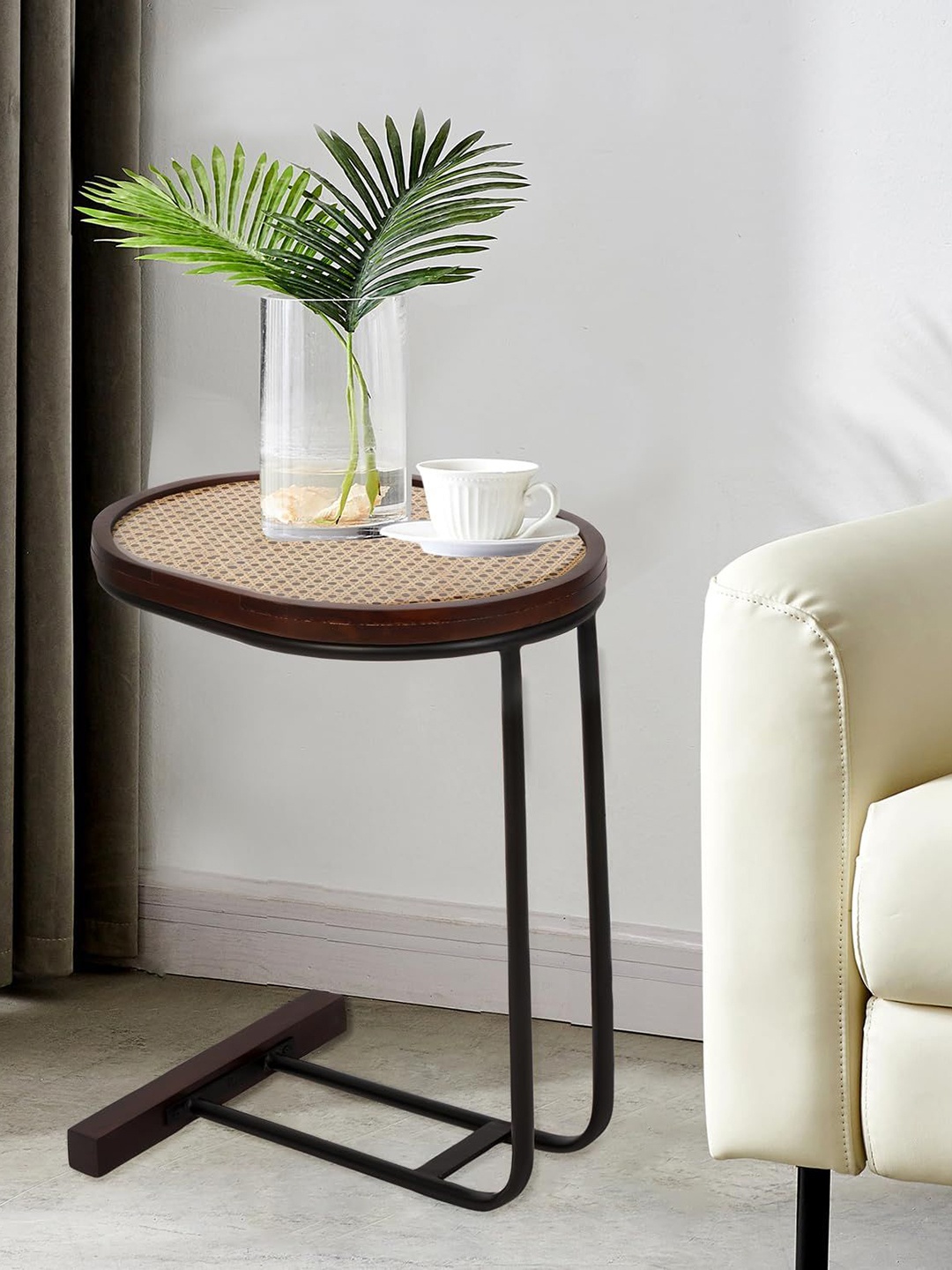 

THE HOME CO. Brown & Beige Oval Side Table