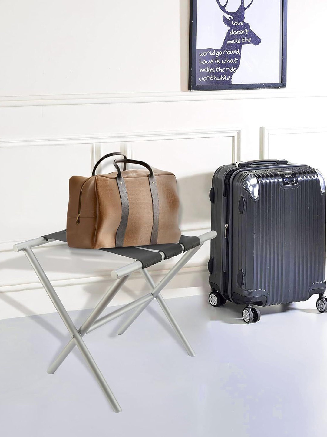 

THE HOME CO. Black Textured Rectangular Luggage Rack