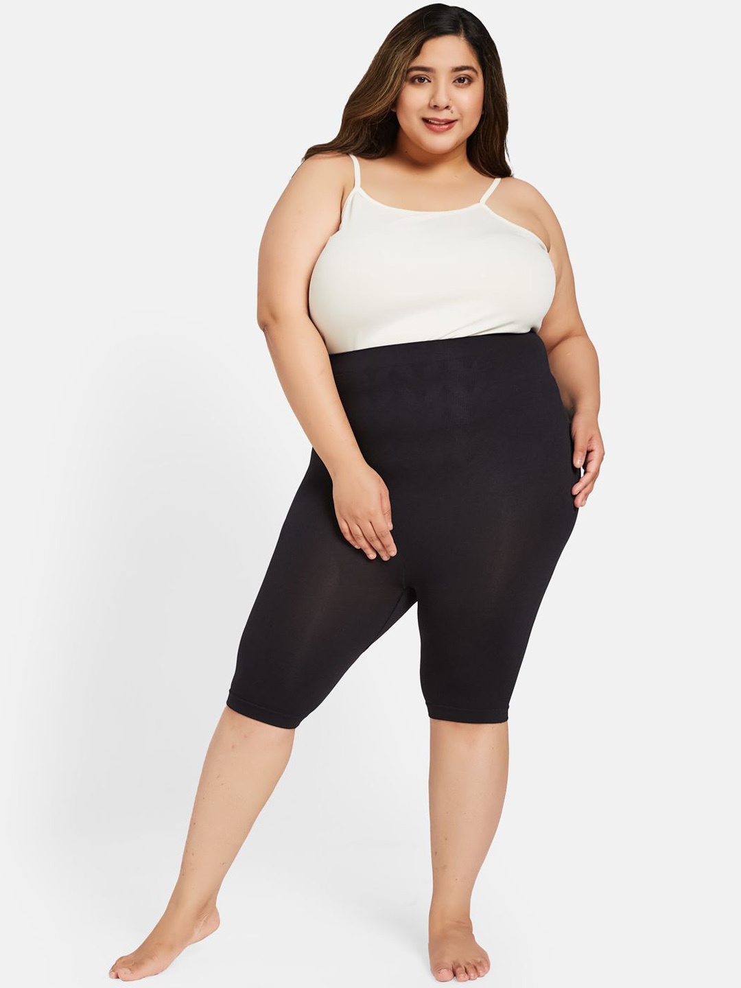 

Curves By ZeroKaata Women Plus Size Seamless High Waist Tummy & Thigh Shapewear, Black
