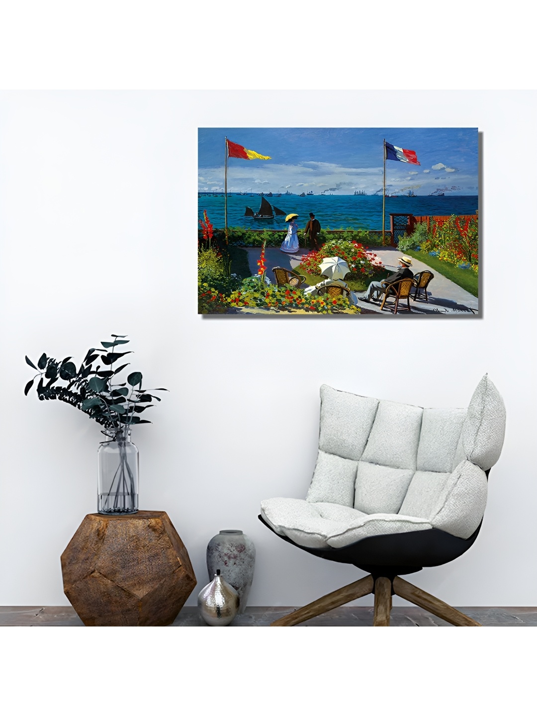 

Tamatina Blue & Green Gallery Wrapped Framed Cotton Canvas Painting Wall Art