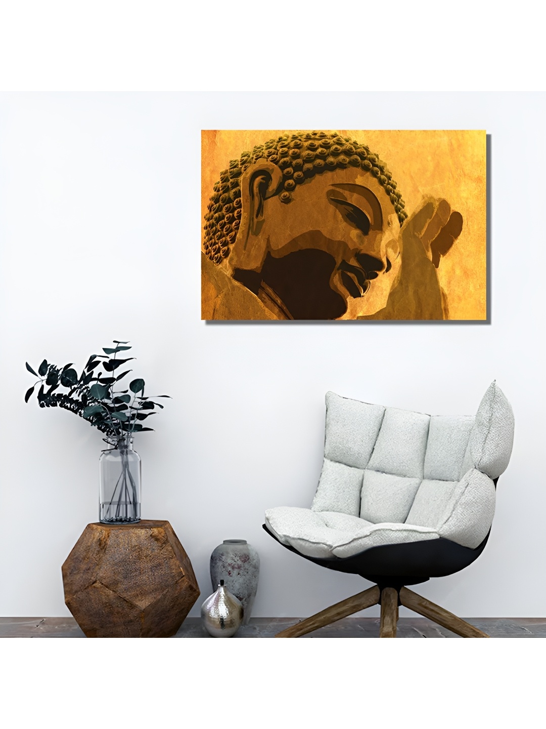 

Tamatina Yellow Canvas Lord Buddha Religious Painting Wall Art