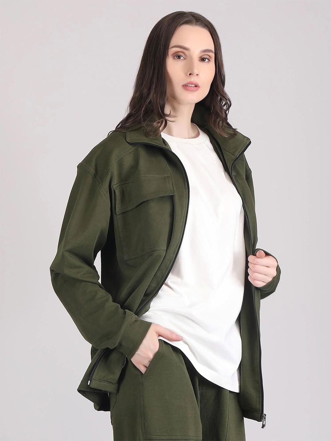 

Raxedo Women Relaxed Opaque Casual Shirt, Olive