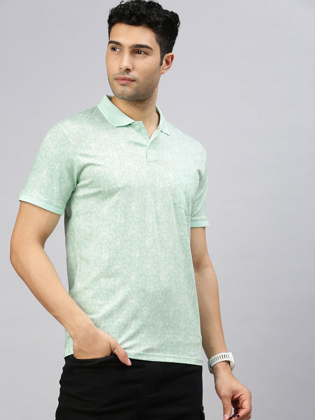 

ZEDD Men Polo Collar Solid Printed T-shirt, Green