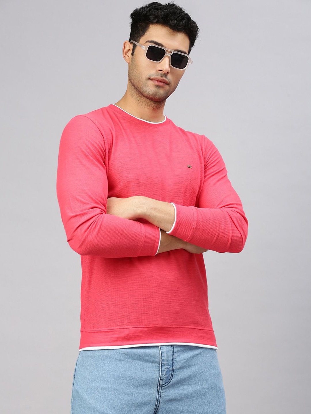 

ZEDD Men Round Neck Solid T-shirt, Pink