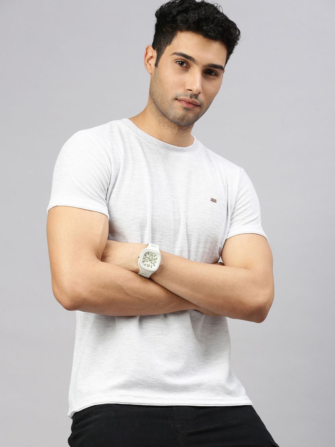

ZEDD Men Round Neck Solid T-shirt, Grey