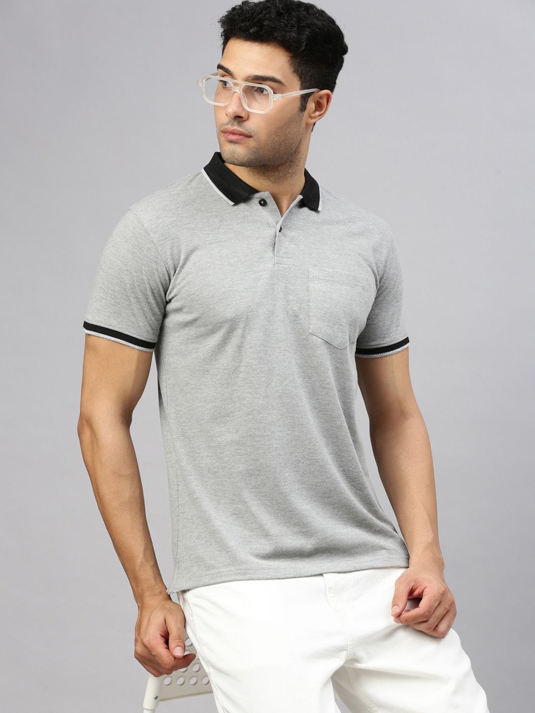 

ZEDD Men Polo Collar Solid T-shirt, Grey