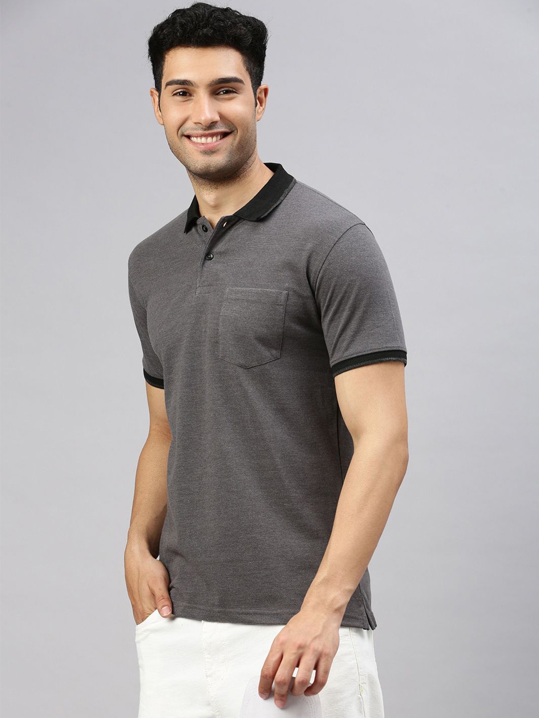 

ZEDD Men Polo Collar Solid T-shirt, Grey