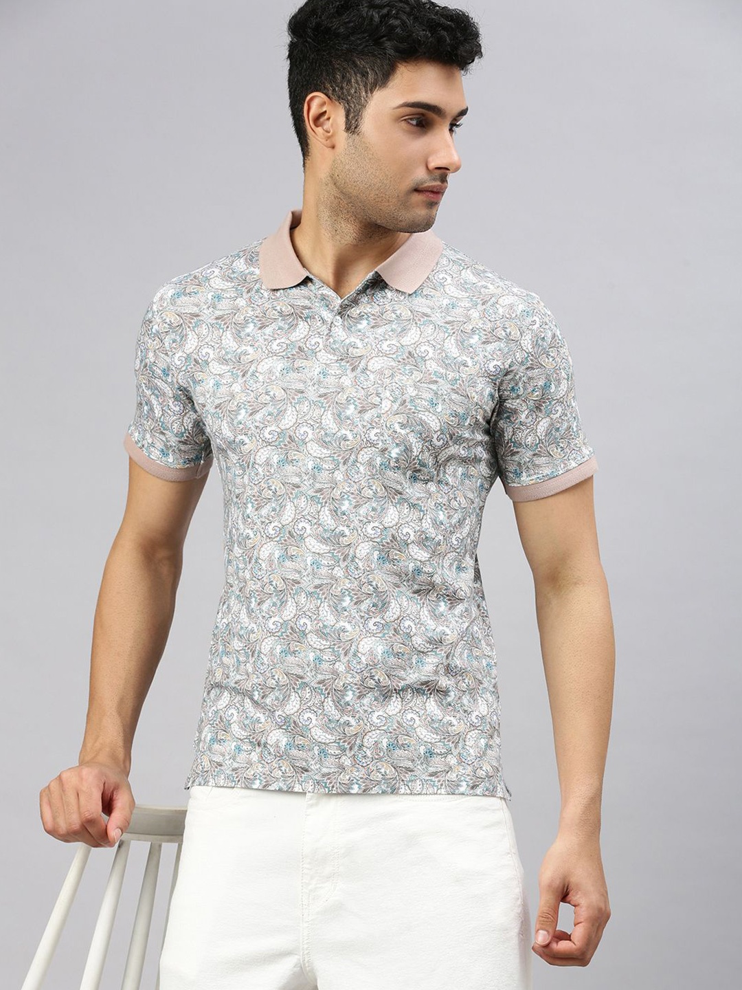 

ZEDD Men Printed Polo Collar T-shirt, White