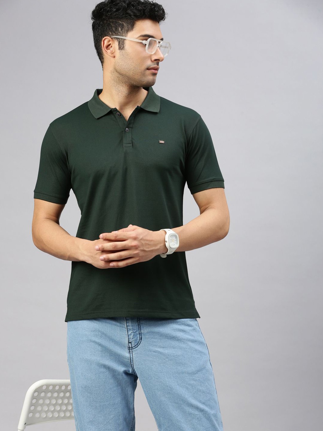 

ZEDD Men Polo Collar Solid T-shirt, Green