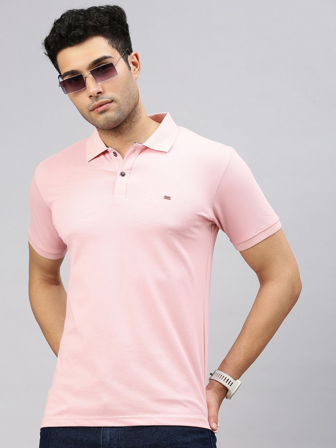 

ZEDD Men Polo Collar Solid T-shirt, Pink