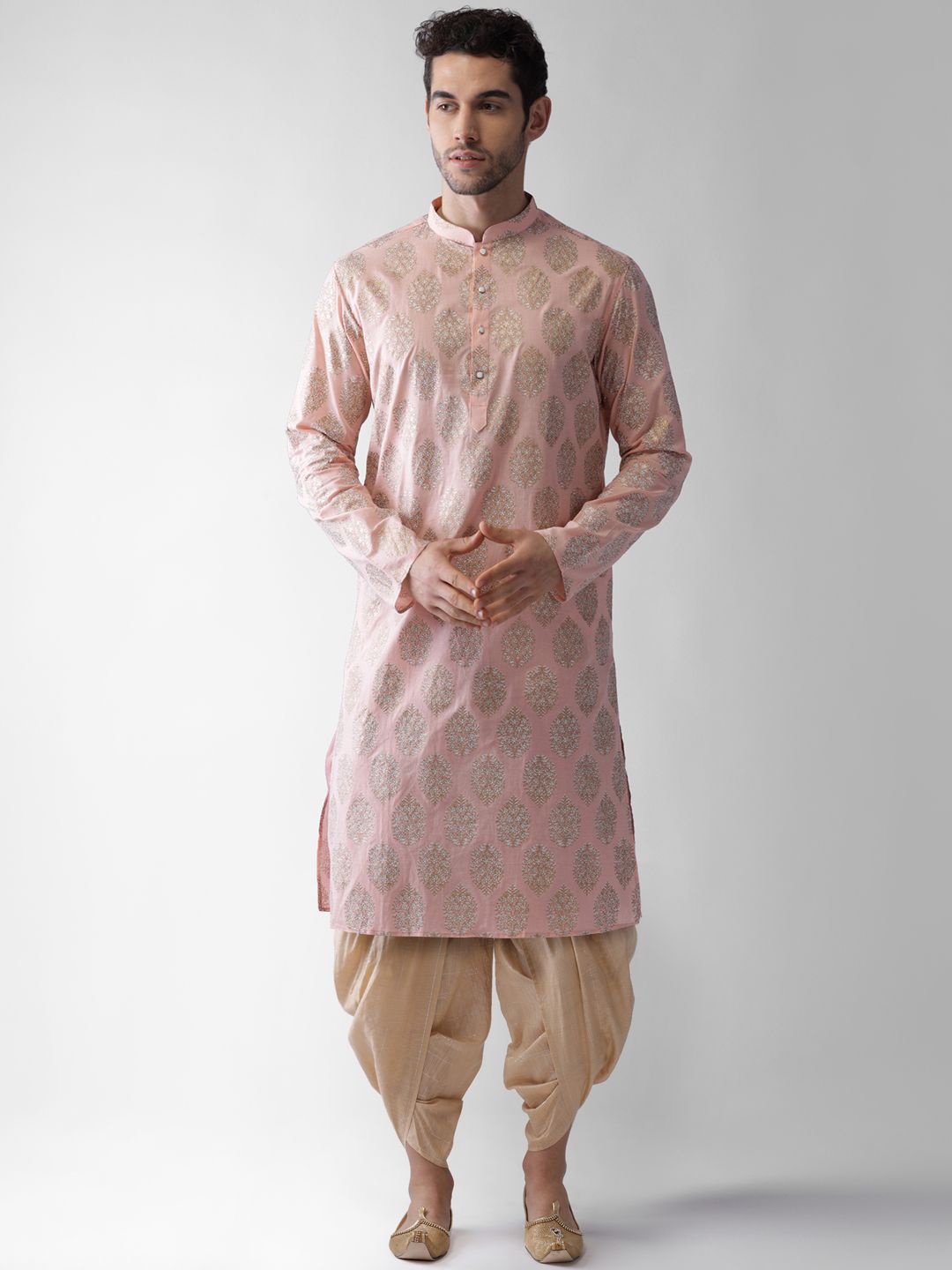 

KISAH Ethnic Motifs Woven Design Regular Kurta with Dhoti Pants, Peach