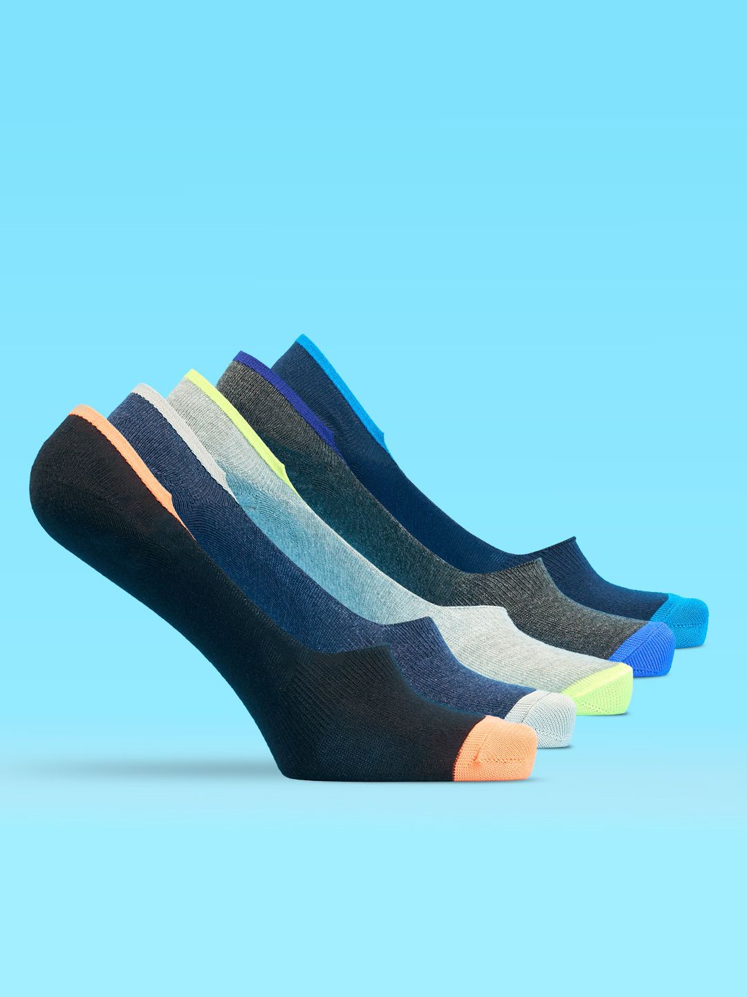 

LUX MOZZE Men Pack Of 5 Assorted Shoe Liners Socks, Blue