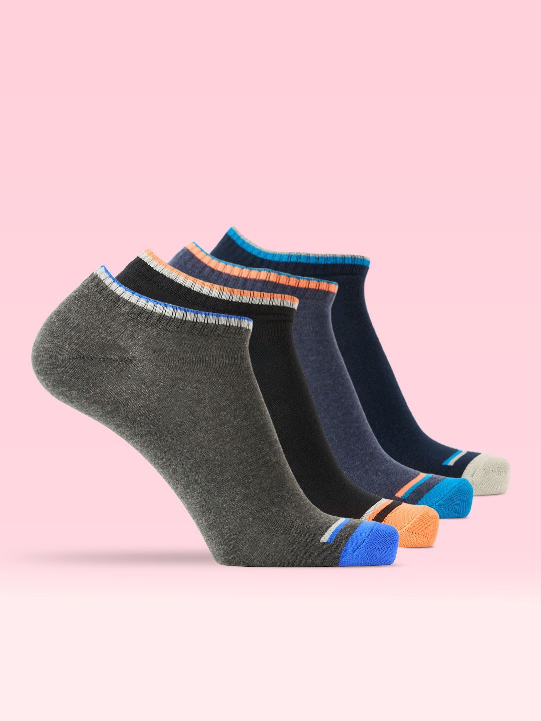 

LUX MOZZE Men Pack Of 5 Assorted Ankle Length Socks, Blue