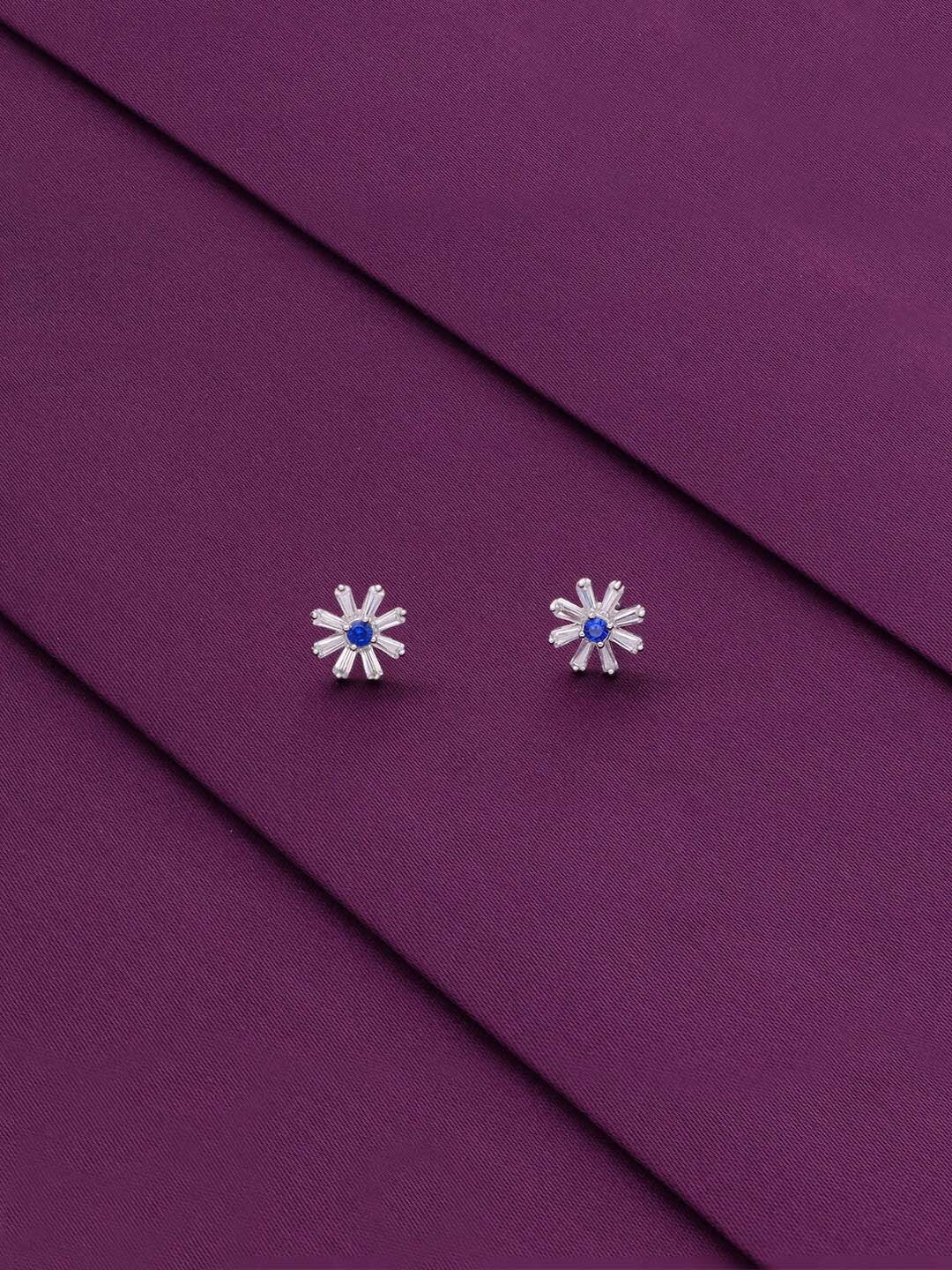 

KAI JEWEL Cubic Zirconia Rhodium Plated 92.5 Sterling Silver Floral Studs Earrings