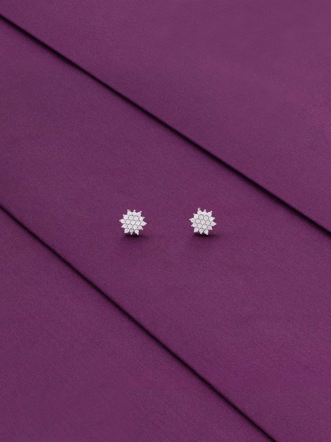 

KAI JEWEL Rhodium-Plated Cubic Zirconia-Studded 925 Sterling Silver Studs Earrings