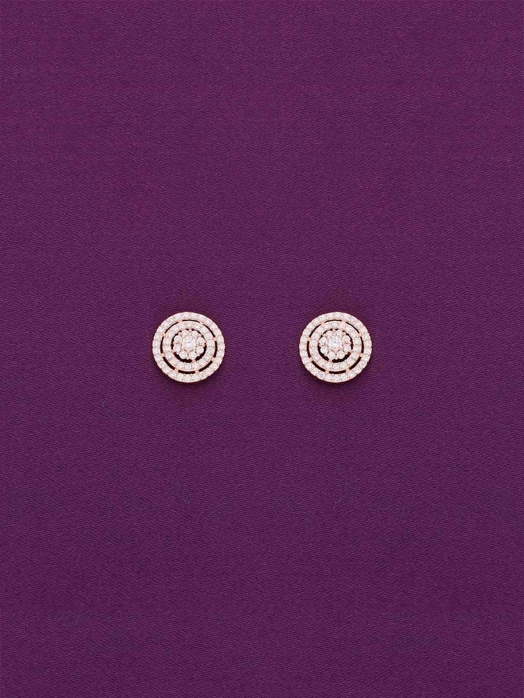 

KAI JEWEL 92.5 Sterling Silver Rose Gold-Plated Cubic Zirconia Circular Stud Earrings