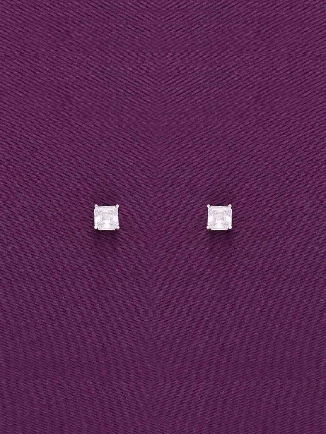 

KAI JEWEL Cubic Zirconia Rhodium Plated 92.5 Sterling Silver Square Studs Earrings